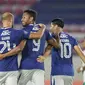 Wander Luiz (tengah) merayakan gol yang dicetaknya untuk Persib ke gawang PSS pada lanjutan BRI Liga 1 2021/2022 di Stadion Manahan, Solo, Jumat (22/10/2021) WIB. (Bola.com/Bagaskara Lazuardi)