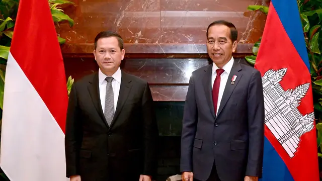 Pertemuan bilateral oleh Presiden Jokowi dan Perdana Menteri Kamboja Hun Manet, di Hotel Park Hyatt, Melbourne, Australia, Selasa (5/3/2024). (Dok. BPMI Setpres)