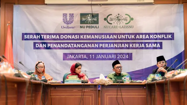 NU Care-LAZISNU sebagai lembaga filantropi di bawah naungan Nahdlatul Ulama (NU), menerima donasi kemanusiaan sebesar Rp1,5 miliar dari Unilever Indonesia untuk membantu masyarakat terdampak konflik kemanusiaan (Istimewa)