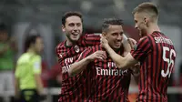 Selebrasi Pemain AC Milan saat Lumat Bologna (AP)