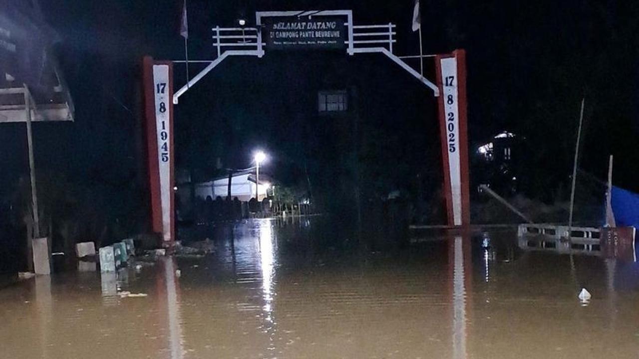 Banjir Pidie Jaya Berangsur Surut, Tanggul Krueng Meureudu Kembali Jebol