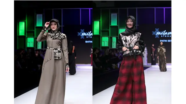 Busana muslim dengan desain batik unik