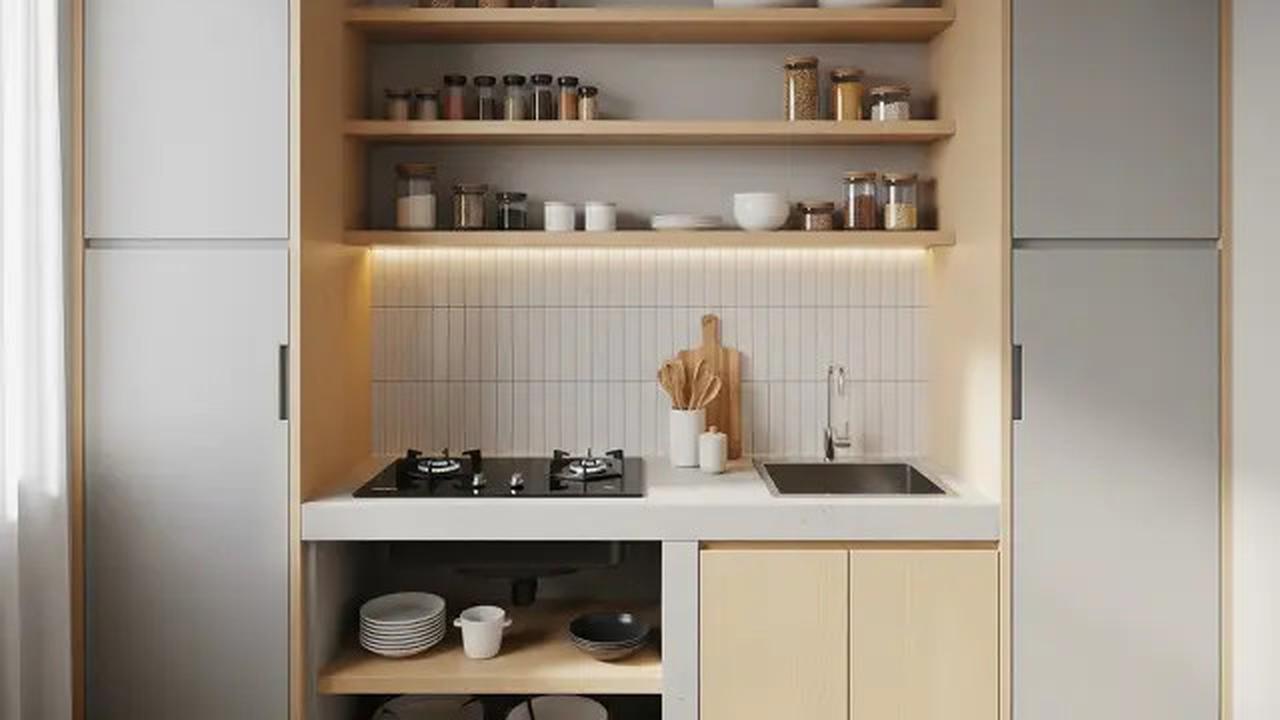 8 Desain Dapur Rumah Type 21 Ukuran 1,5x2 meter dengan Kompor Tanam dan Meja Cor
