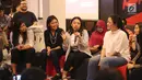 Beauty Expert, Anggie Rasly berbagi cerita pada talk show bertema "Human Development Empowering Women in Today's Society” di Kerja @86 Hub, Jakarta, Kamis (21/2). Talkshow dihadiri pembicara perempuan dan generasi milenial. (Liputan6.com/Fery Pradolo)