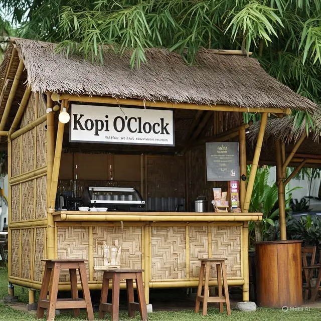 Warung Kopi dengan Material Bilik dan Bambu