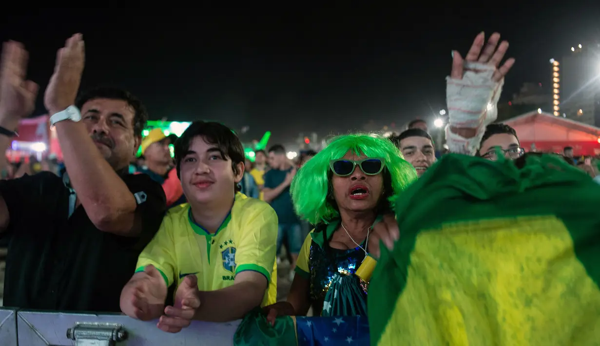 Laga perempat final Copa America 2024 antara Brasil melawan Uruguay berlangsung di Stadion Allegiant, Las Vegas, Nevada pada 6 Juli 2024 atau Minggu 7 Juli 2024 WIB. (TERCIO TEIXEIRA/AFP)