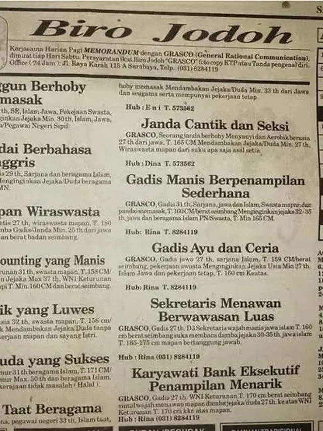 Populer Pada Masanya, Begini Penampakan Biro Jodoh Jadul Era 80-an