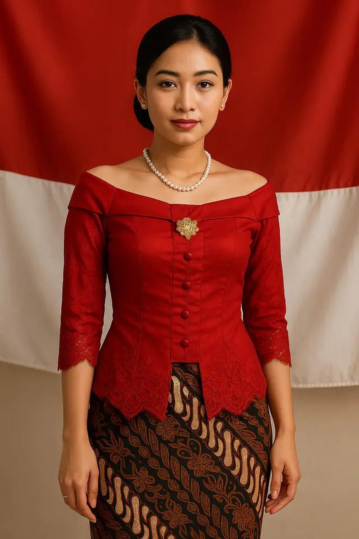7 Model Kebaya Sabrina Kancing Depan Terbaru untuk Peringati Hari Kemerdekaan 17 Agustus 1945 HUT RI ke-80