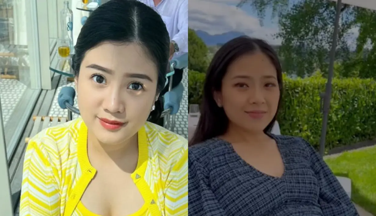 Selanjutnya, Valencia tampil dengan mini dress dan cardigan kuning. Sementara itu, Jessica mengenakan dress v neck biru motif lengan balonnya. [@valenciatanoe/jessicatanoe]