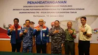 Pertamina melalui PT Kilang Pertamina Internasional (KPI) Unit Balikpapan melakukan penandatanganan kerja sama pengamanan dengan TNI dan Polri Wilayah Kalimantan Timur di Balikpapan. (Kamis, 12/01).