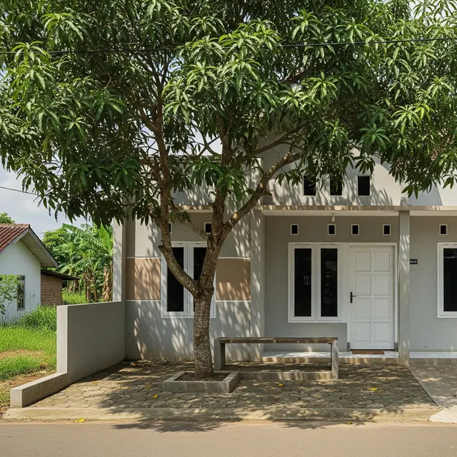 9 Desain Rumah Tipe 36 di Desa dengan Pohon Rindang, Hunian Nyaman dan Asri