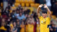 Gelandang Timnas Korea, Hwang Hee-chan, berhasil mencetak gol sekaligus membantu Wolverhamton Wanderers menang 2-0 di Premier League 2021/2022. (AFP/Oli Scarft)