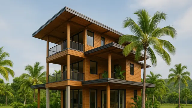 Rumah Kayu 3 Tingkat Asri di Pedesaan (created by AI)