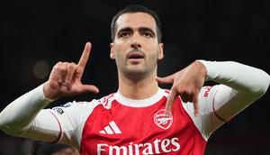 Pemain Arsenal, Mikel Merino melakukan selebrasi setelah mencetak gol ke gawang Brentford dalam laga lanjutan Liga Inggris 2025/2026 di Emirates Stadium, London, Inggris, Rabu (03/12/2025) waktu setempat. (AP Photo/Kirsty Wigglesworth)