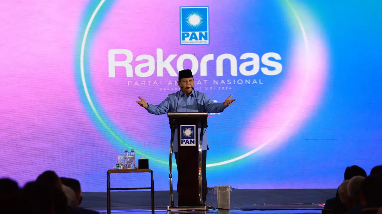 Presiden terpilih 2024-2029, Prabowo Subianto, saat menghadiri acara Bimtek dan Rakornas Partai Amanat Nasional (PAN) di JW Luwansa, Jakarta Selatan, Kamis (9/5) (Istimewa)