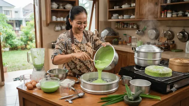 Membuat Bolu Pandan Kukus