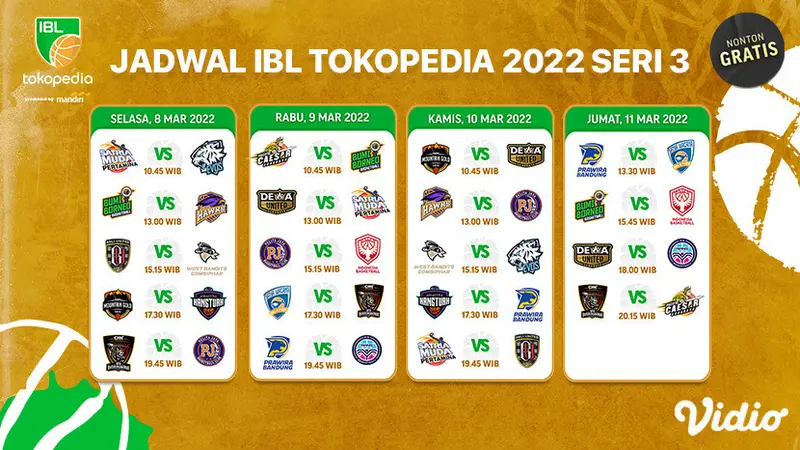 Link Live Streaming IBL 2022 Seri Ketiga, Mulai 8 -11 Maret 2022 di Vidio