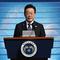 Presiden Korea Selatan Lee Jae Myung saat menyampaikan pidatonya&nbsp;pada Hari Angkatan Bersenjata ke-77 di Gyeryong, Korea Selatan, Rabu (1/10/2025). (Dok. Kim Hong-Ji/Pool Photo via AP)