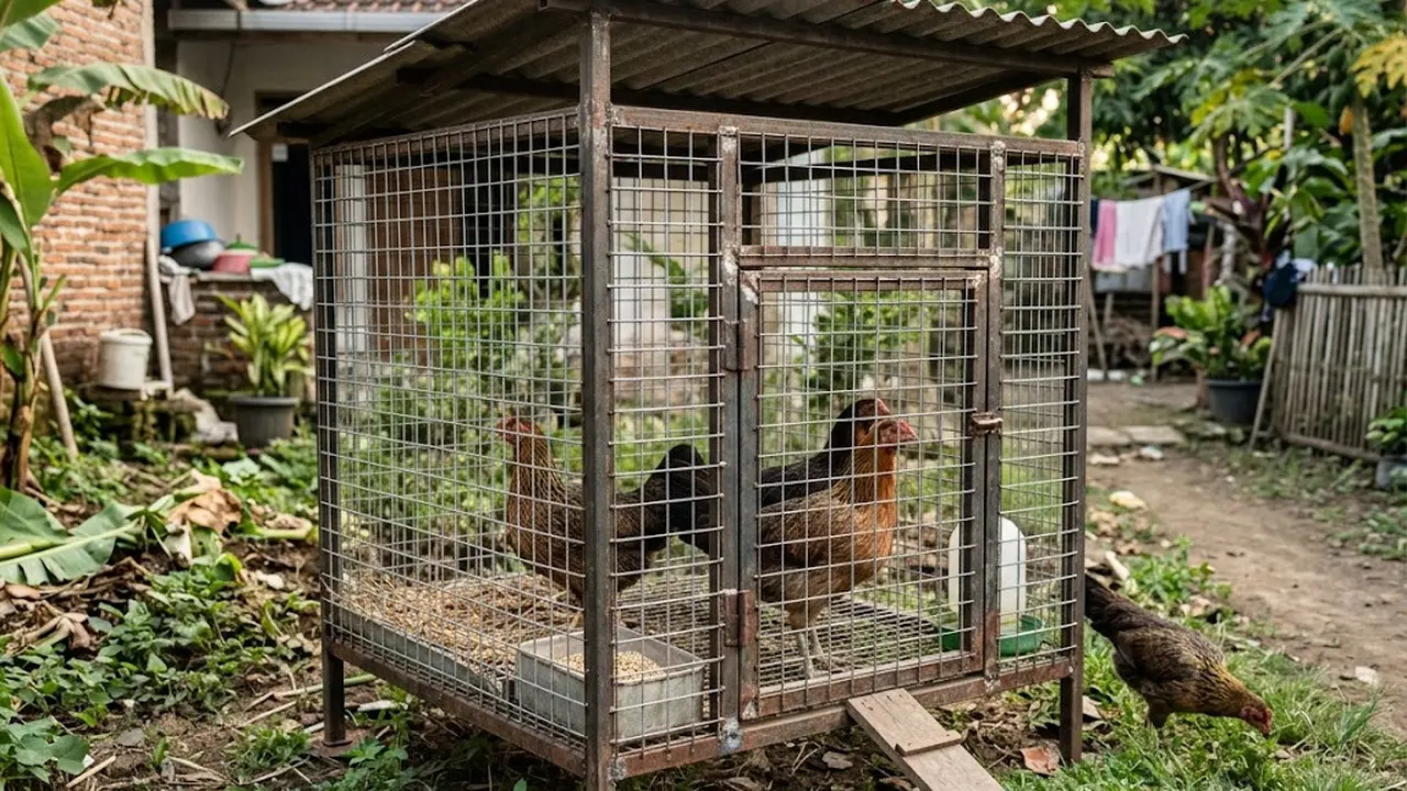 Desain Rangka Kandang Ayam dari Besi Bekas