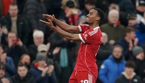 Selebrasi Ryan Gravenberch dalam laga Liga Inggris antara Liverpool vs Wolverhampton, Sabtu (27/12/2025). (AP Photo/Ian Hodgson)