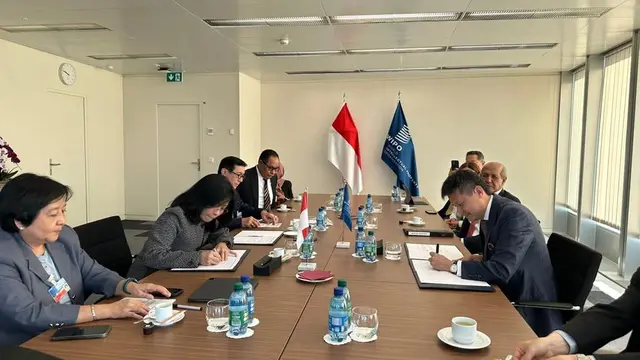 Menkumham Yasonna H Laoly di WIPO, Jenewa, Swiss. (Foto: Liputan6.com/Kemenkumham)