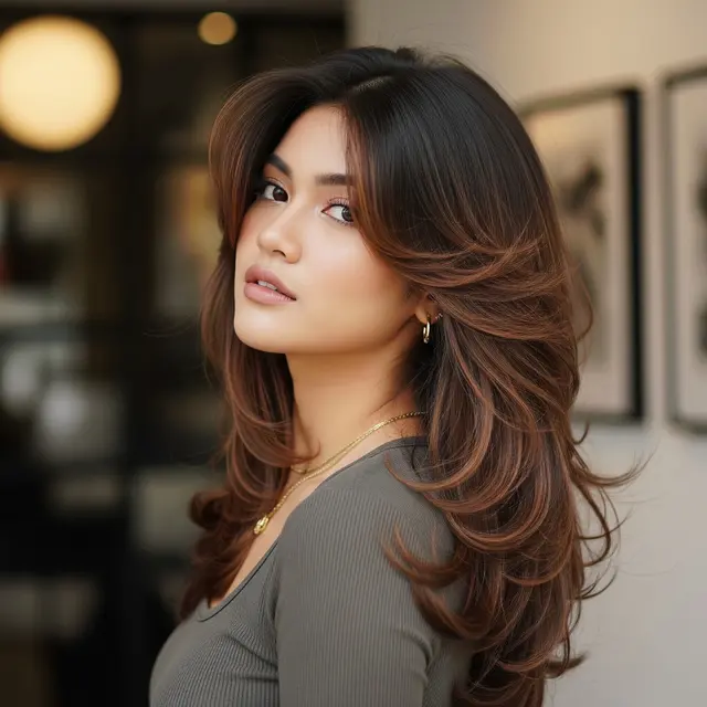 Rambut Wanita Wolf Cut Panjang (Gemini AI)