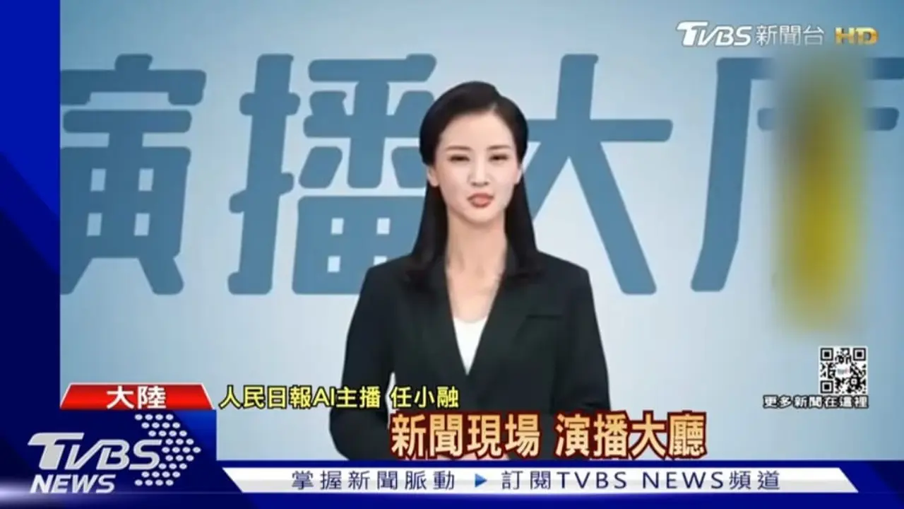 Foto ini merupakan tangkapan layar yang menampilkan Ren Xiaorong, penyiar berita bertenaga AI ssal Tiongkok, (Source: Youtube/ Tangkapan layar dari TVBS NEWS)