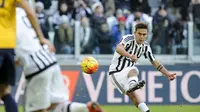 Striker Juventus Paulo Dybala saat pertandingan melawan Verona (Reuters)