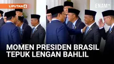 Presiden Brasil Luiz Inacio Lula da Silva tiba di Istana Kepresidenan, Jakarta, Kamis (23/10). Kedatangan Presiden Lula disambut Presiden Prabowo Subianto dengan pelukan hangat.