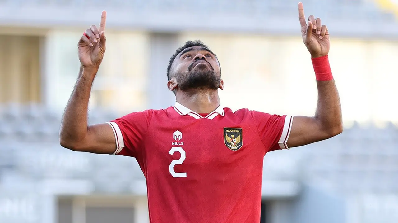 Winger Timnas Indonesia, Yakob Sayuri mencetak gol ke gawang Timnas Libya.
