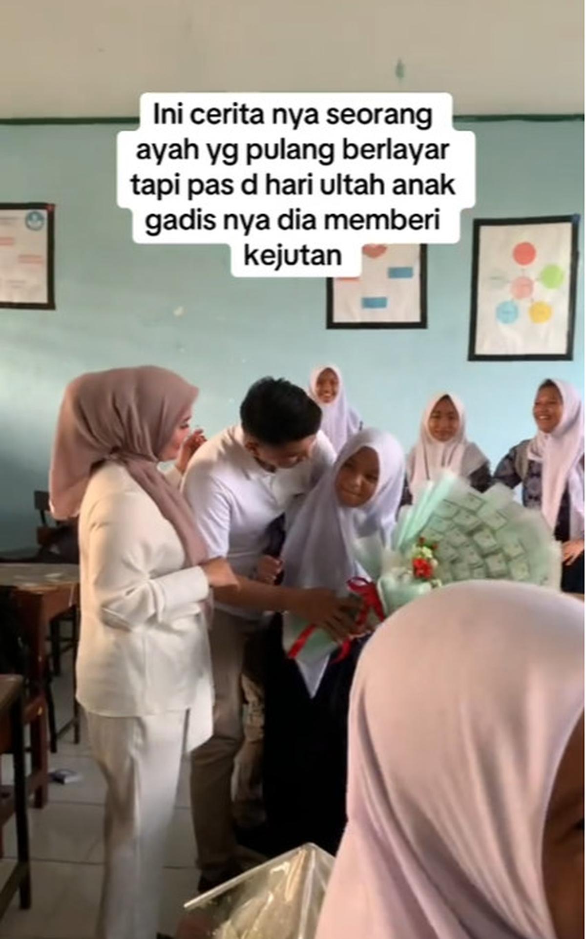 Momen Ayah Beri Kejutan Ultah Anaknya dengan Kunjungi Sekolah Usai Kepulangannya Berlayar, Aksinya Bikin Haru Warganet