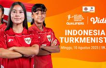 Link Live Stream Indonesia vs Turkmenistan: Kualifikasi Piala Asia Wanita U-20 2026 di Vidio