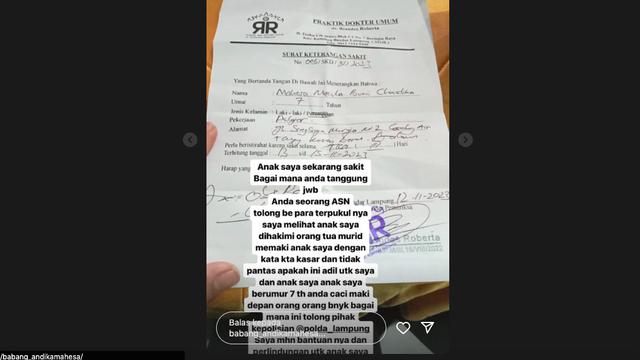 Andika Mahesa Tak Terima Anaknya Dibentak Orang Sampai Jatuh Sakit dan Trauma, Langsung Lapor Polisi. (instagram.com/babang_andikamahesa)