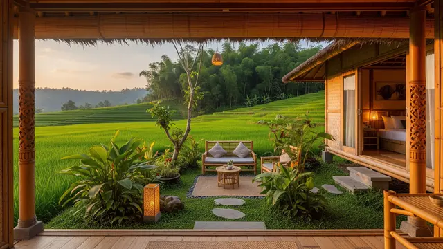 Rumah Bambu dengan Taman Dalam