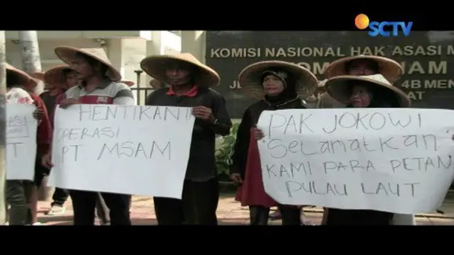 Puluhan petani asal Kalsel berunjuk rasa di kantor Komnas HAM Jakarta. Mereka mengaku lahannya dicaplok perusahaan kelapa sawit.