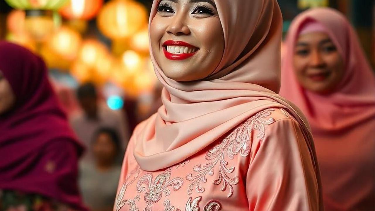 Desain Gamis Lebaran 2025 Peach Blossom