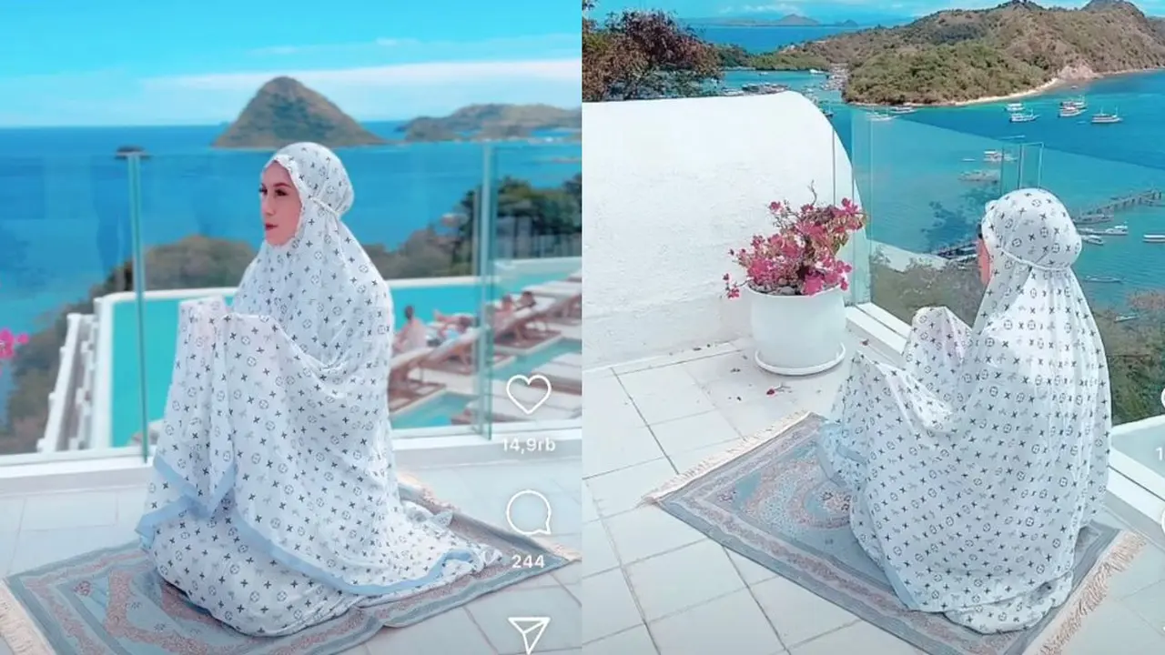 7 Potret Terbaru Marini Zumarnis, Salat di Teras Hotel dengan Nuansa Alam Labuan Bajo