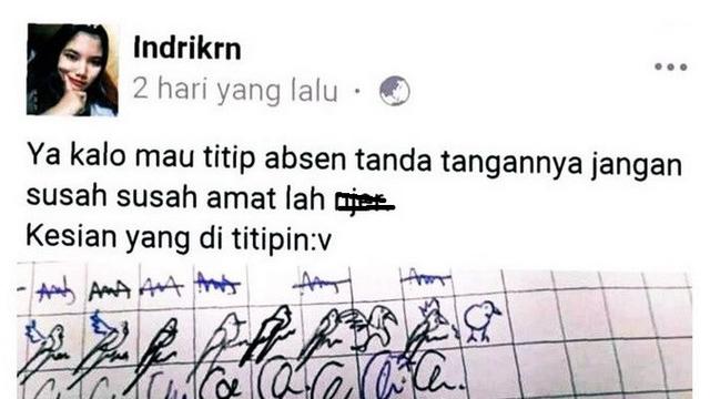 6 Tanda Tangan Mahasiswa di Presensi Absen Kuliah Ini Nyeleneh, Kocak