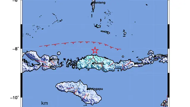 Gempa Magnitudo 5,2 Guncang 60 km TimurLaut RUTENG-MANGGARAI-NTT - Peta Guncangan BMKG