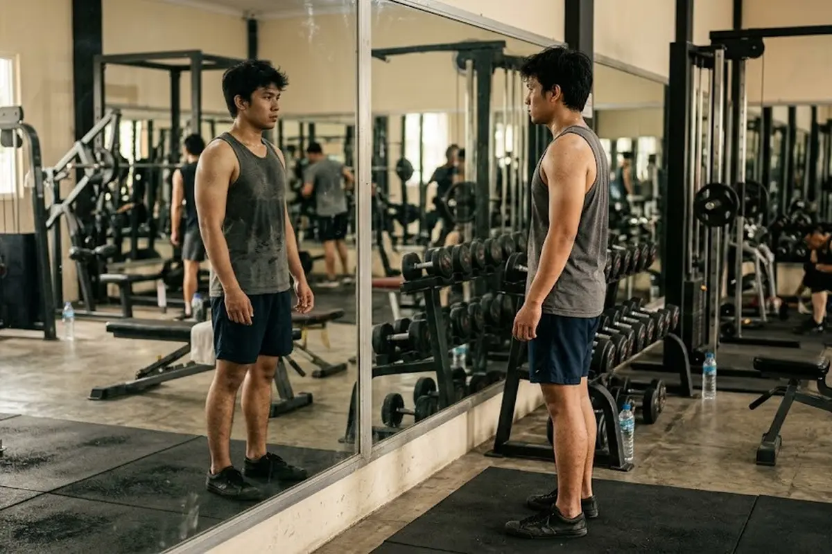 ilustrasi latihan di gym