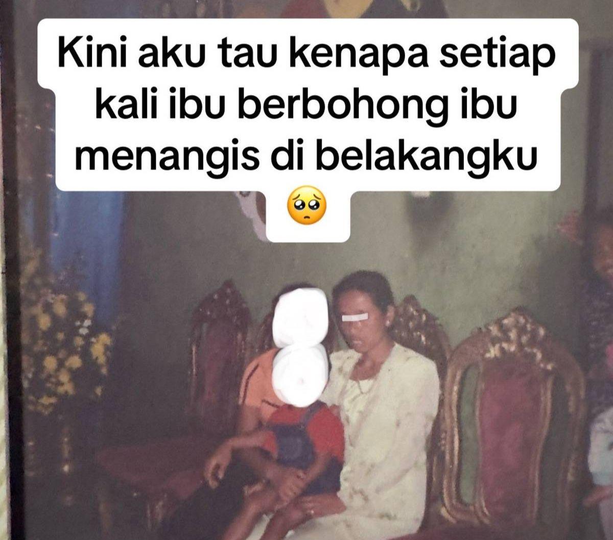 Pemuda ini mengaku kini dirinya mengetahui kenapa sang Ibu menangis di belakangnya setiap kali berbohong kepadanya. "Kini aku tau kenapa setiap kali Ibu berbohong Ibu menangis di belakangku," ujarnya. <br>
