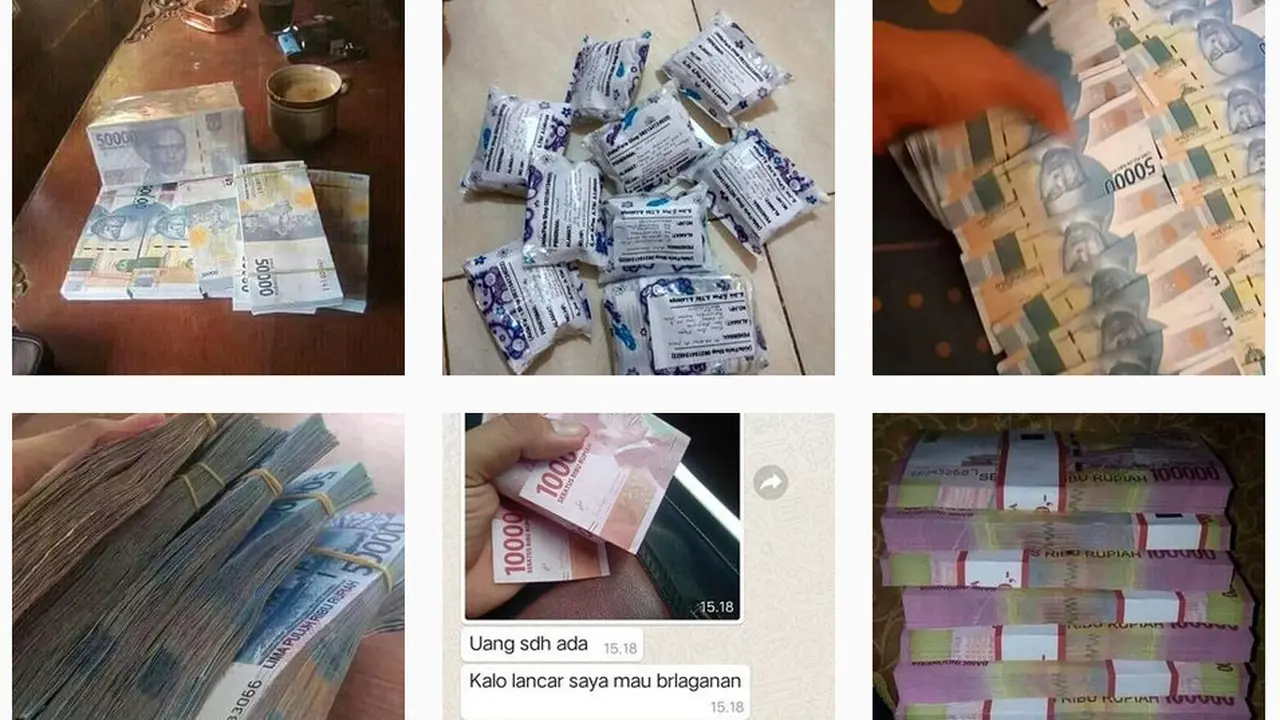 Tangkapan layar penjualan uang palsu di media sosial.