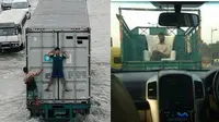 6 Potret Aksi Nekat Orang Numpang di Truk Ini Bikin Tepuk Jidat
