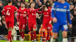 Empat gol Liverpool dicetak oleh Diogo Jota, Conor Bradley, Dominik Szoboszlai, dan Luis Diaz. (AP Photo/Jon Super)