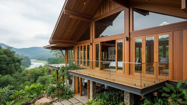 Desain Rumah Minimalis di Kampung tapi Terlihat Seperti Resort Mewah di Tengah Alam (Image by Gemini AI)