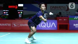 Kemenangan atas Kantaphon Wangcharoen, membuat Anthony Ginting menjadi satu-satunya wakil tunggal putra Indonesia yang berhasil melaju ke babak 16 besar Indonesia Masters 2024. (Bola.com/M Iqbal Ichsan)