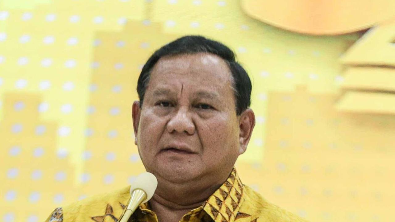 Prabowo saat memberikan materi bertema kebangsaan di Golkar Insitutute.