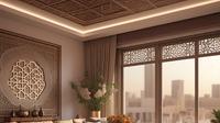 Gambar desain ruang tamu arabian style alias ruang tamu khas arab. (Foto: Meta AI)