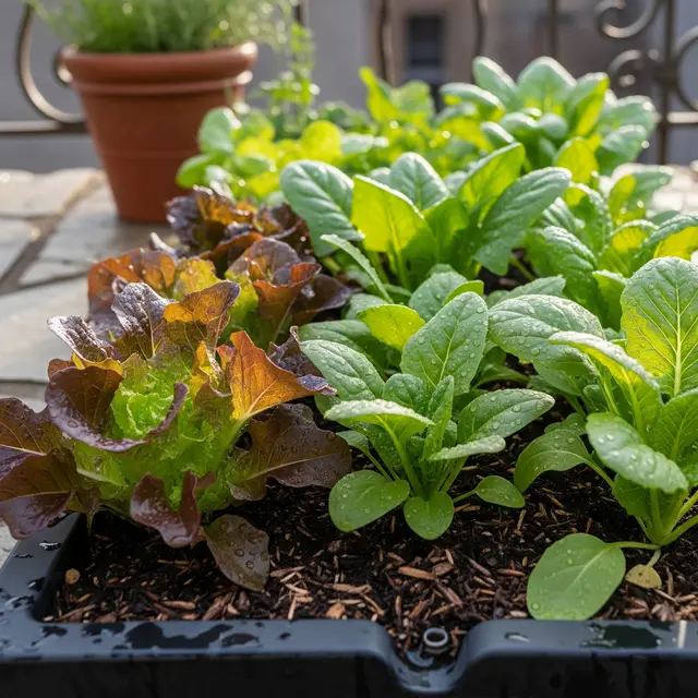 Kebun Sayur di Teras Sempit yang Tetap Subur Tanpa Siram Setiap Hari (Image by Gemini AI)