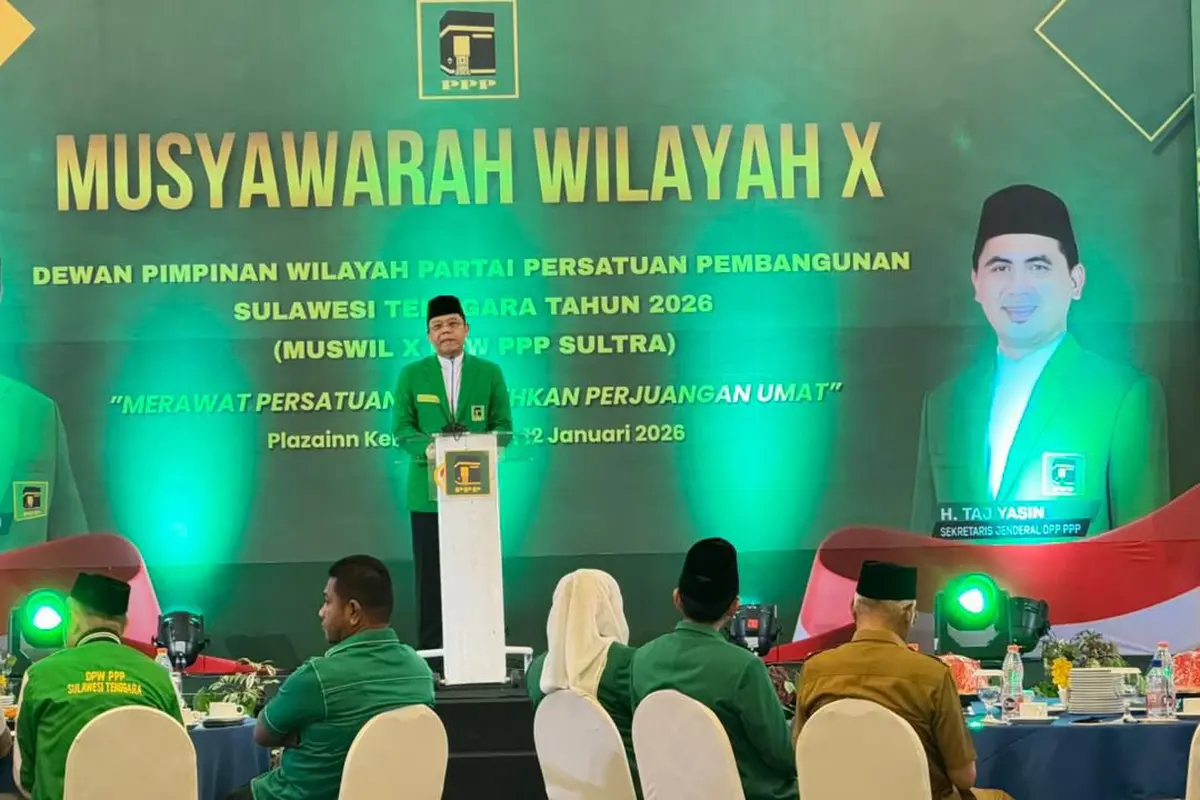 Ketua Umum DPP Partai Persatuan Pembangunan (PPP) Muhamad Mardiono membuka Musyawarah Wilayah (Muswil) DPW PPP Sulawesi Tenggara (Istimewa)